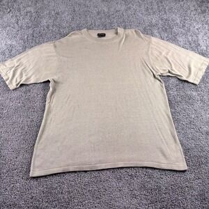 Bachrach Silk Blend Shirt Mens 2XL Beige Tan Lightweight Stretch Casual Crewneck